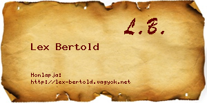 Lex Bertold névjegykártya